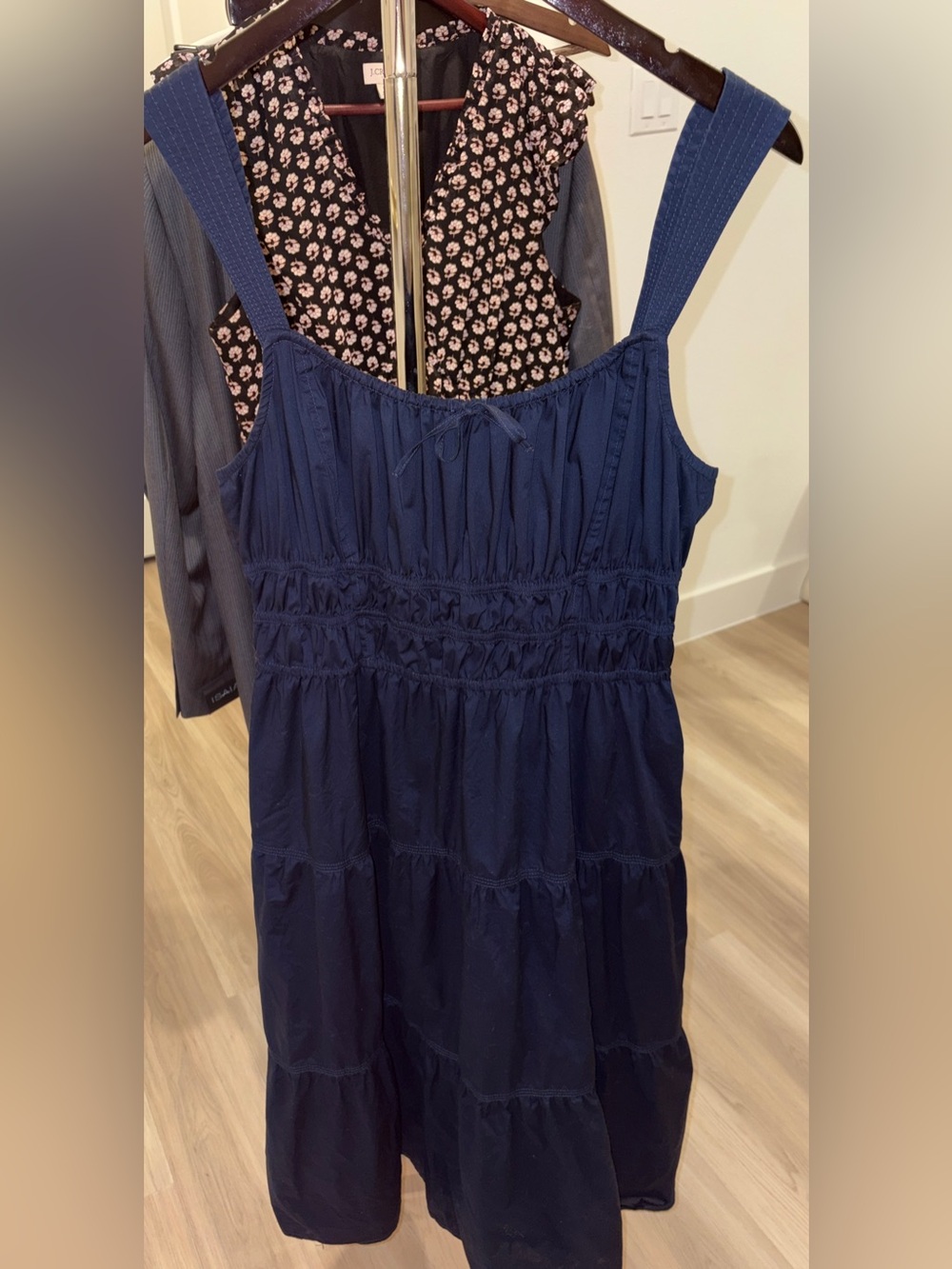 Martine Poplin Midi Dress Sz XL Navy